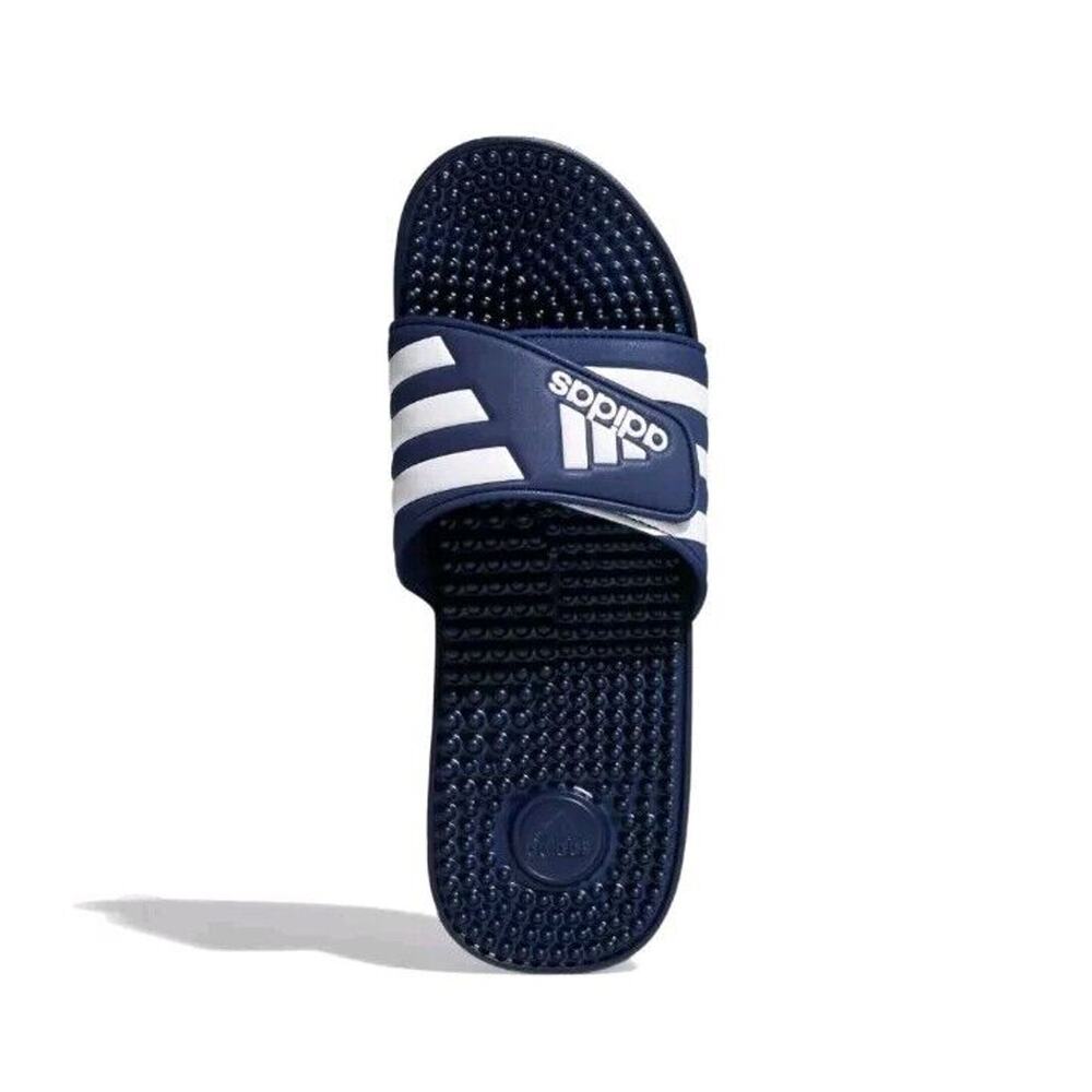 adidas Adult M7, W8 Unisex Adissage Sandal Slides Dark Blue/White/Dark Blue NIB - Picture 5 of 11